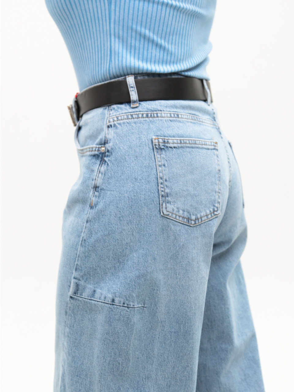 Джинсы женские голубые балуны с высокой посадкой 3335--010