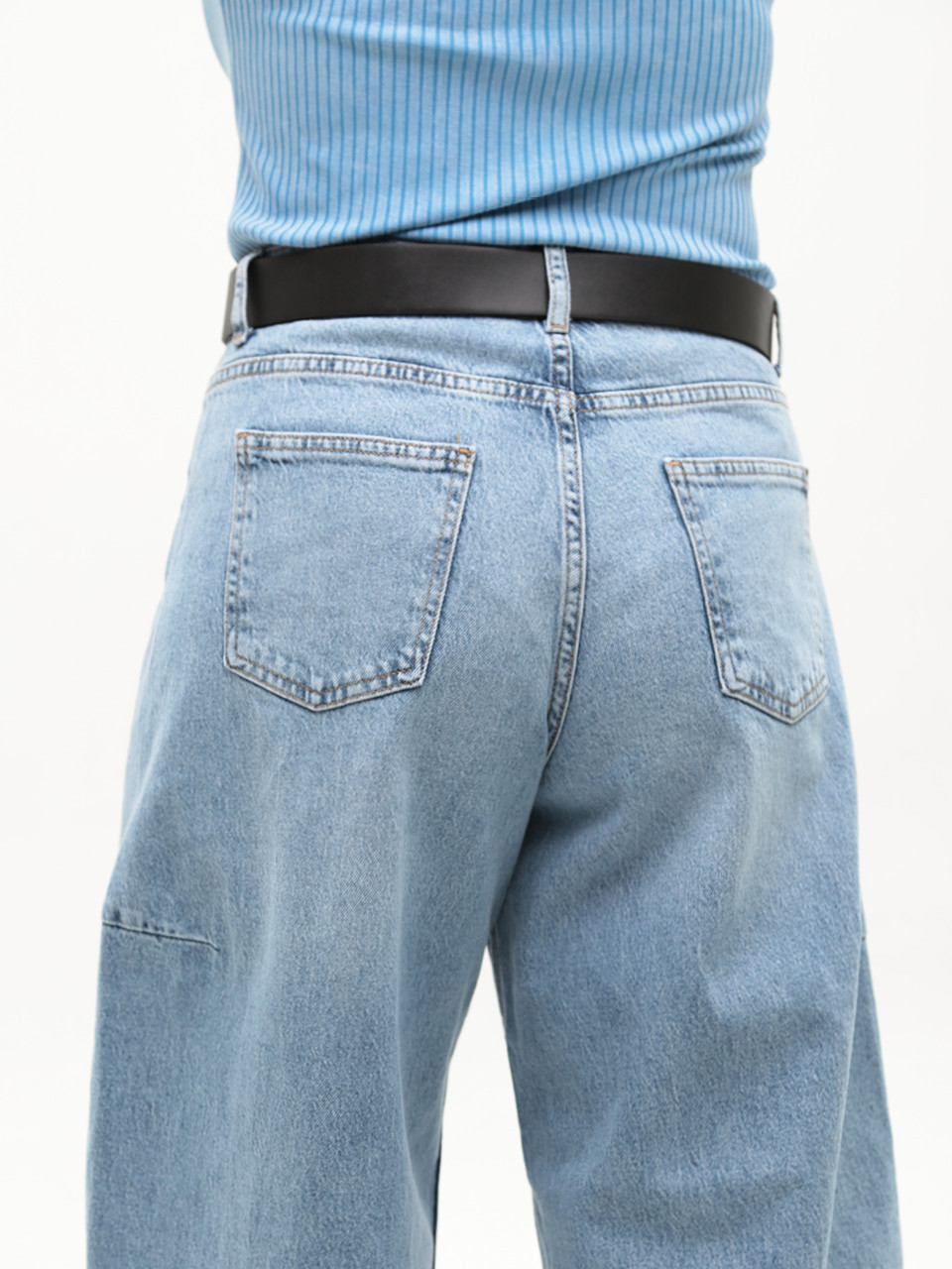 Джинсы женские голубые балуны с высокой посадкой 3335--010