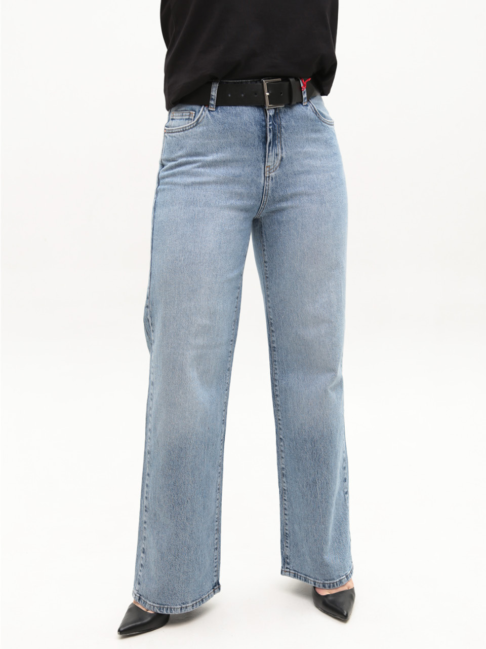 Джинсы женские голубые широкие прямые 3336--0101
