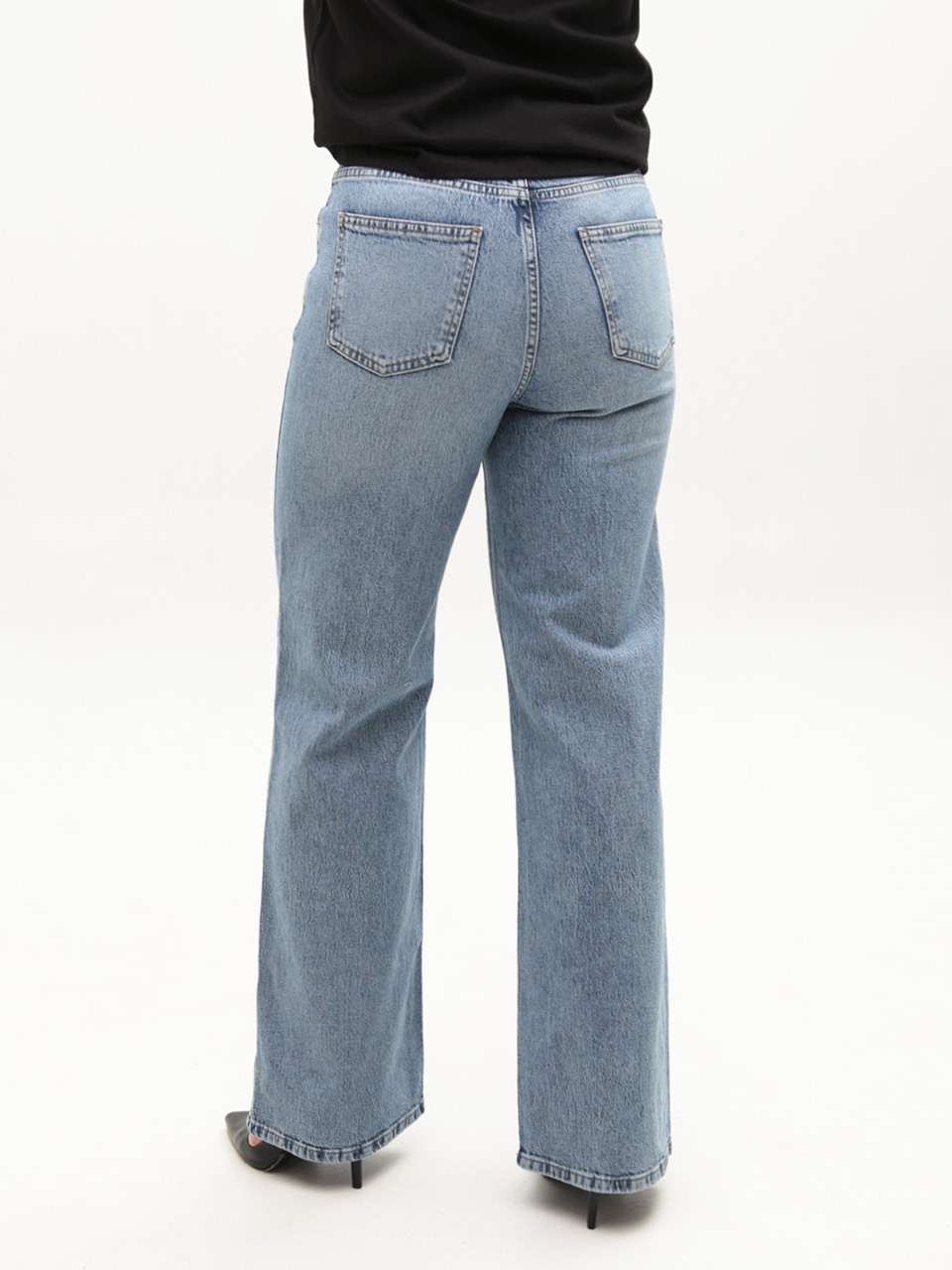 Джинсы женские голубые широкие прямые большие размеры 3336-B-0101