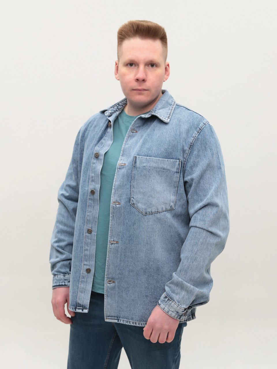 Куртка-рубашка мужская джинсовая голубая 80865