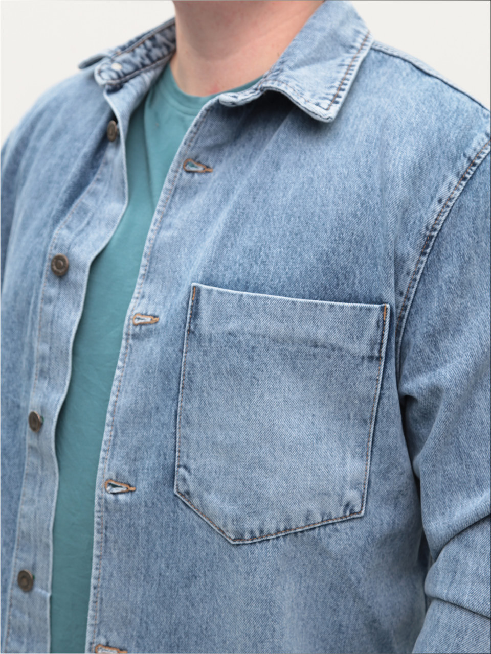 Куртка-рубашка мужская джинсовая голубая 80865