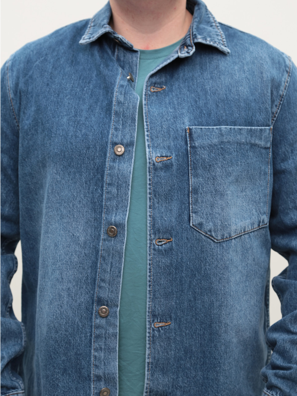 Куртка-рубашка мужская джинсовая синяя 80866