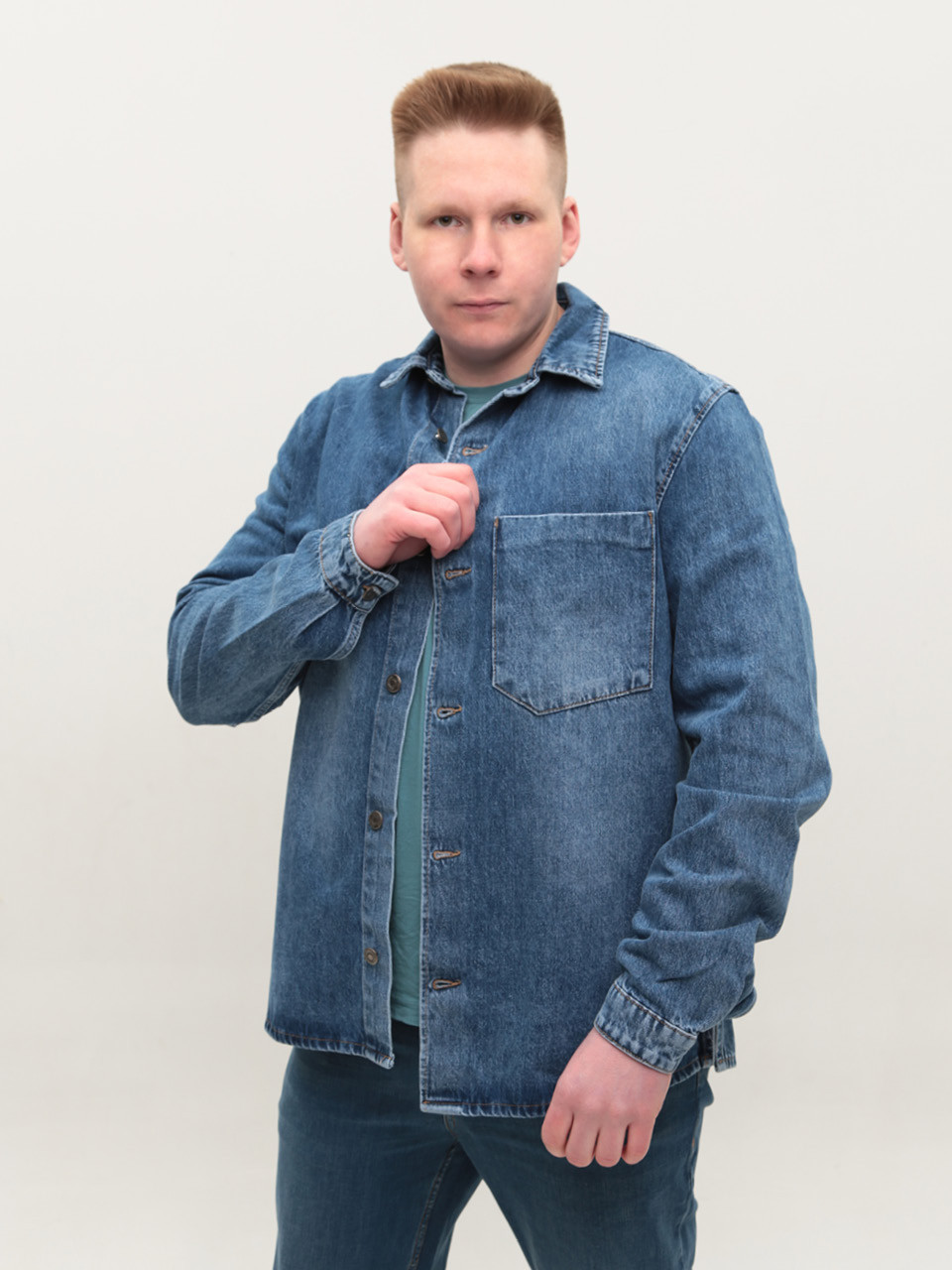 Куртка-рубашка мужская джинсовая синяя 80866