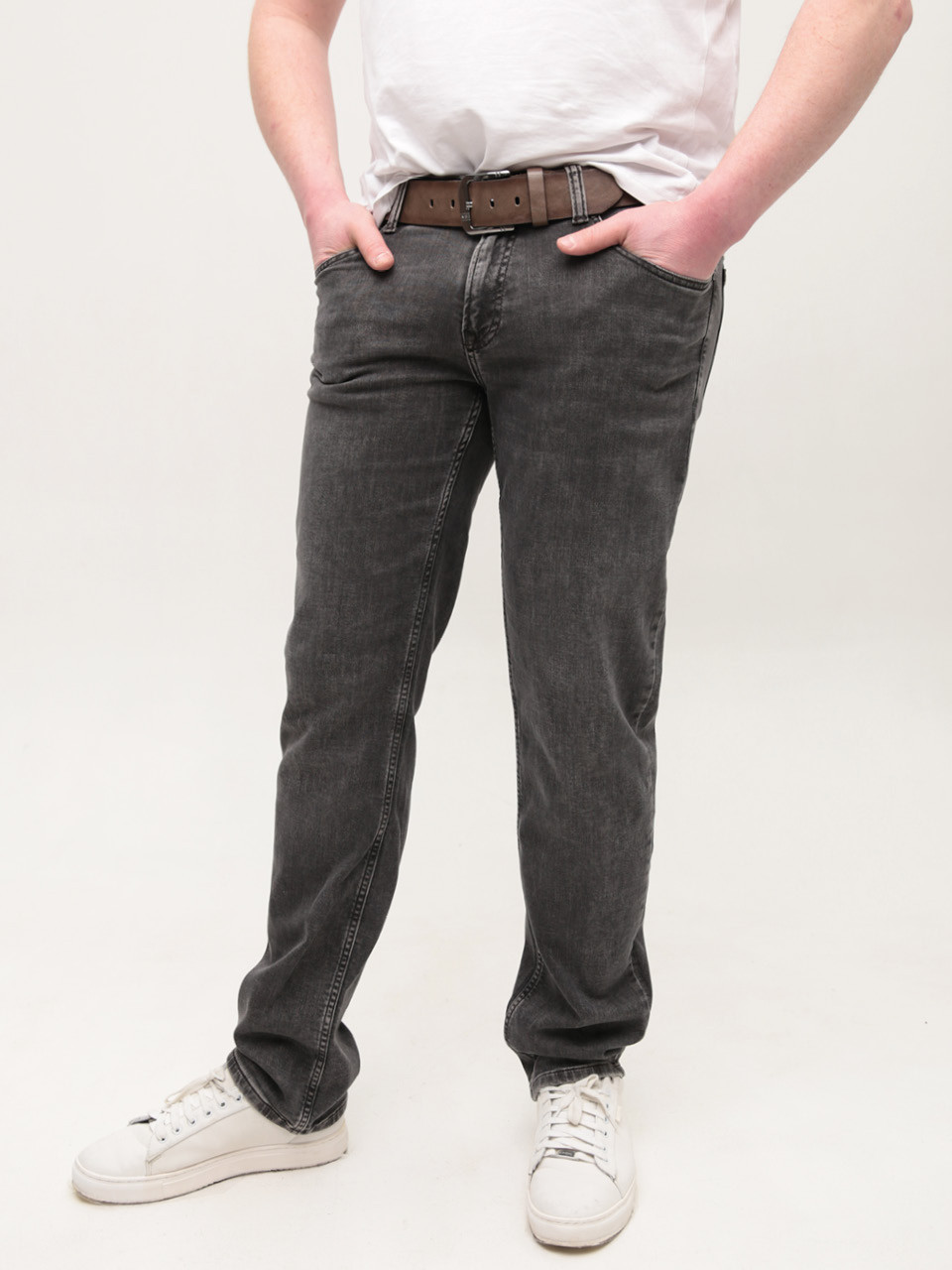 Джинсы мужские серые слим со стрейчем 4559
