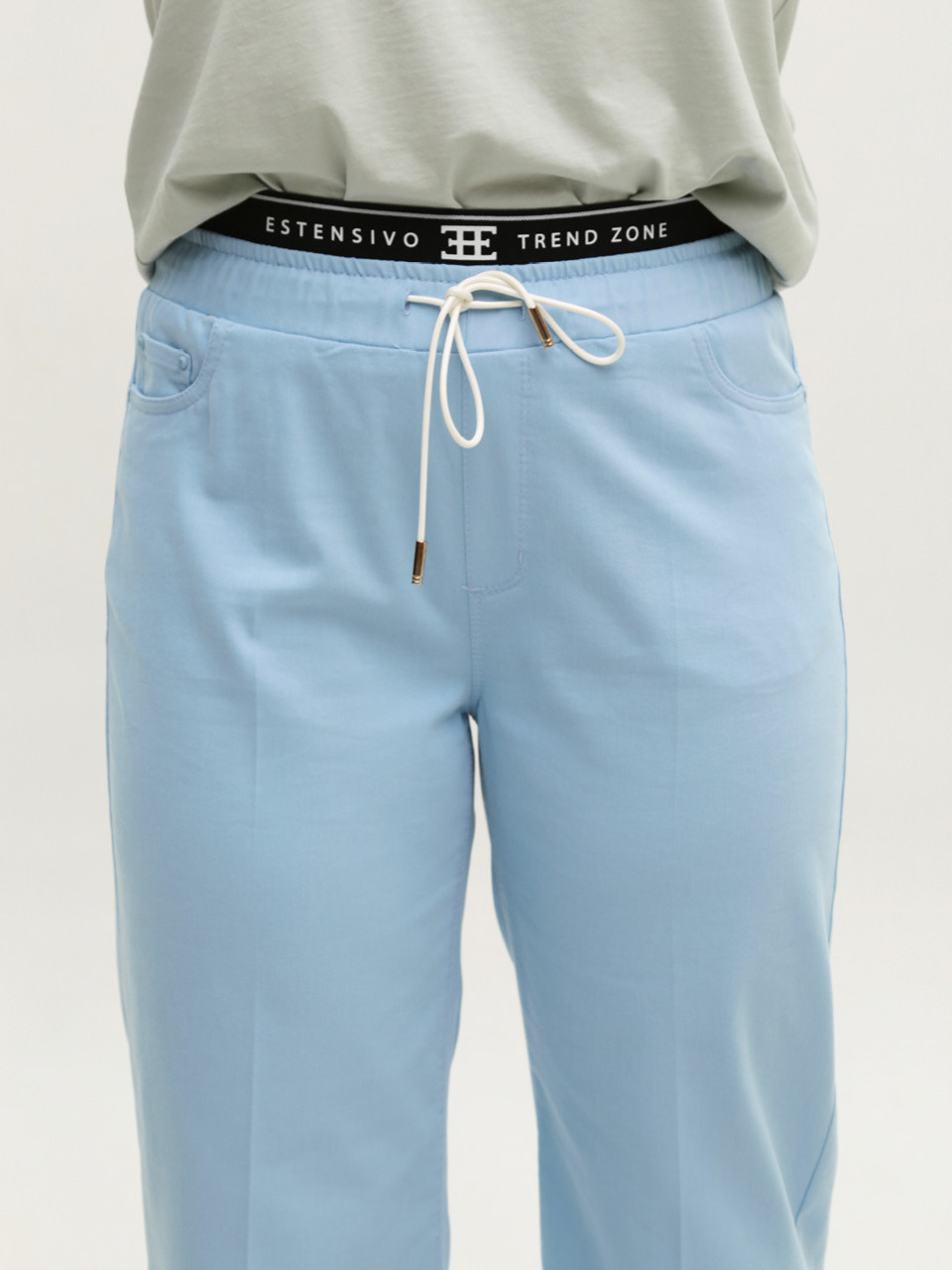 Брюки женские голубые тонкие на резинке 1629-1