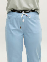 Брюки женские голубые тонкие на резинке 1629-1