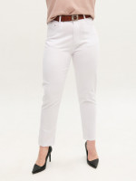 Брюки женские белые слим МОМ с резинкой на поясе 1791-2