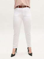 Брюки женские белые слим МОМ с резинкой на поясе 1791-2
