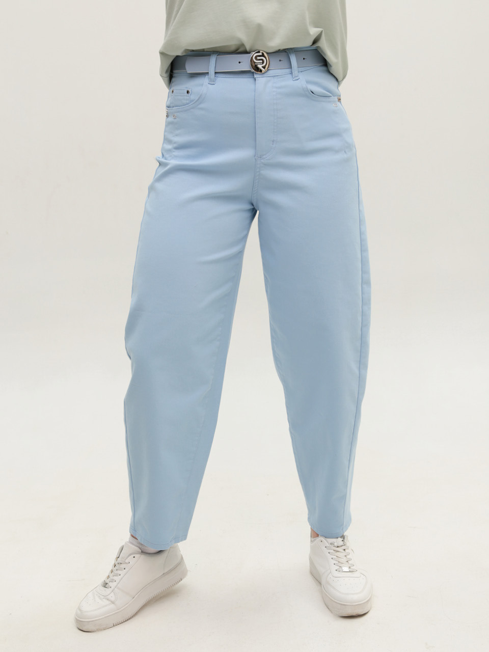 Брюки женские голубые бананы тонкие  10757-1