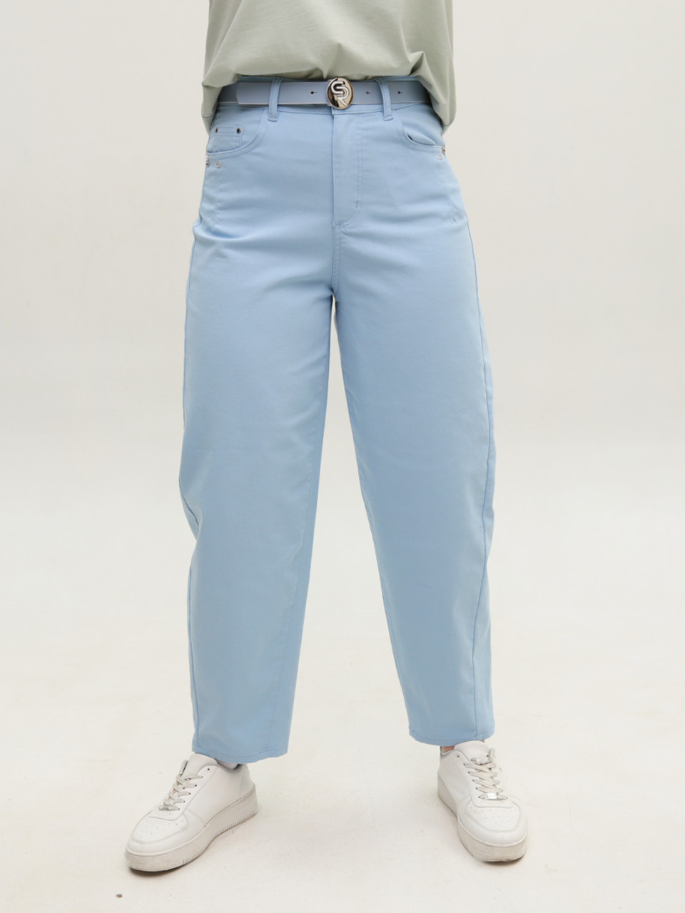 Брюки женские голубые бананы тонкие  10757-1