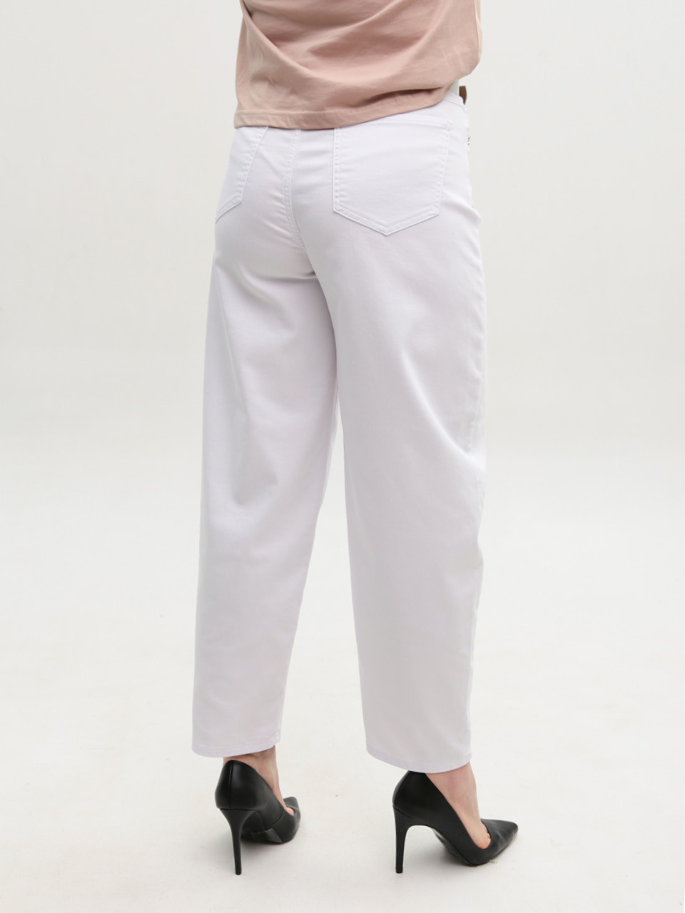 Брюки женские белые бананы тонкие 10757-2