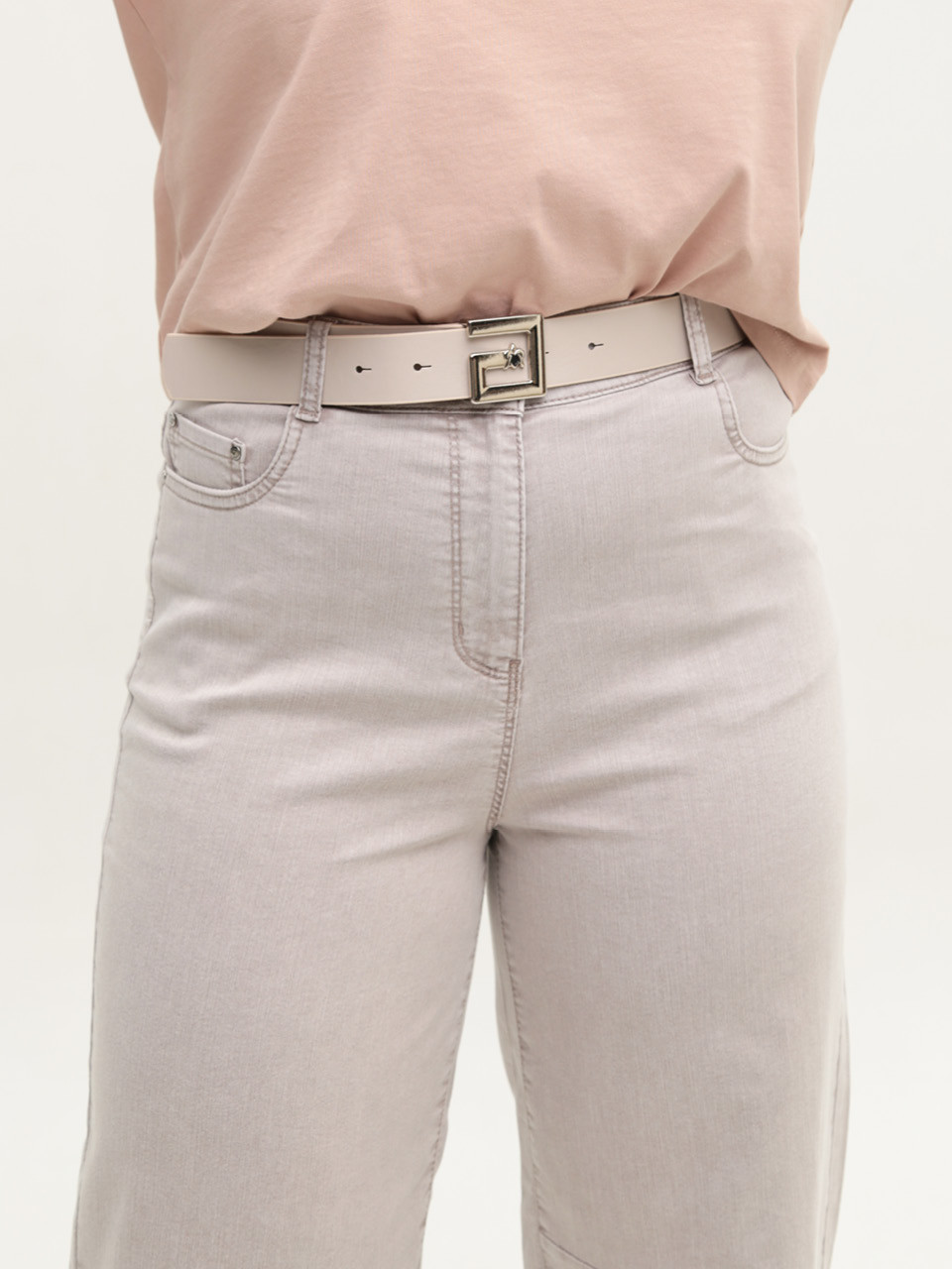 Джинсы женские бежевые прямые тонкие 8035-1