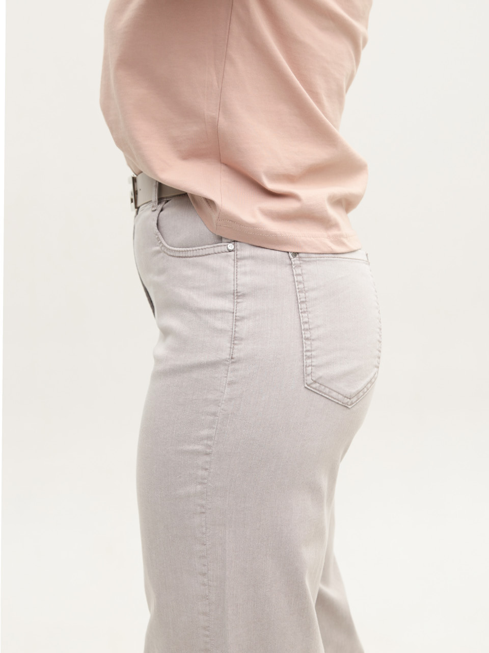 Джинсы женские бежевые прямые тонкие большие размеры 8036-B-1