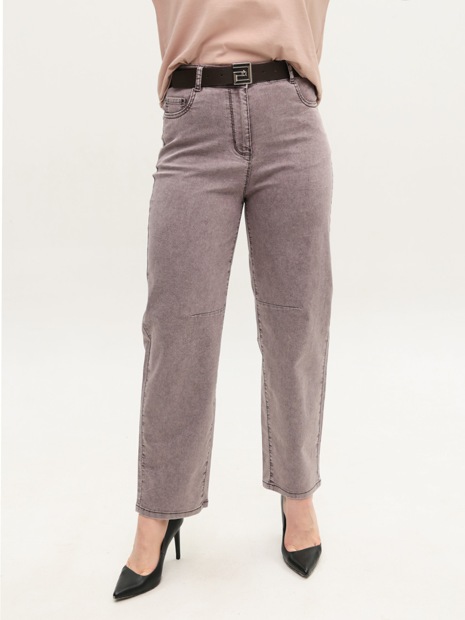 Джинсы женские коричневые прямые тонкие 8035-5