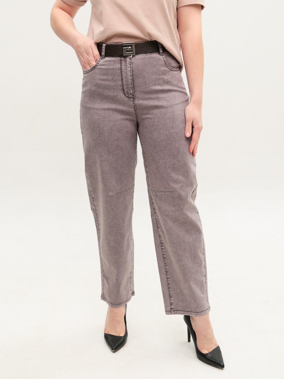 Джинсы женские коричневые прямые тонкие 8035-5