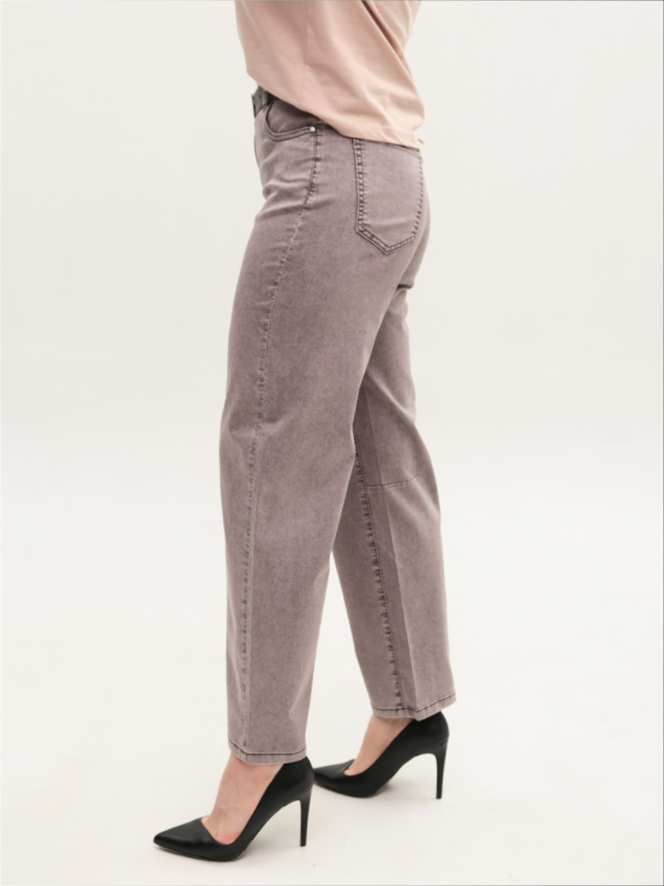 Джинсы женские коричневые прямые тонкие большие размеры 8036-B-5