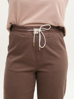 Брюки женские коричневые широкие тонкие с резинкой большие 1812-B-5