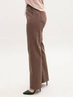 Брюки женские коричневые широкие тонкие с резинкой большие 1812-B-5