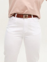 Брюки женские белые слим МОМ с резинкой на поясе 1791-B-2