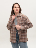 Рубашка женская коричневая в клетку тонкая 145-5