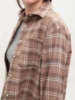 Рубашка женская коричневая в клетку тонкая 145-5