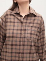 Рубашка женская коричневая в клетку тонкая 145-6