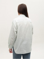 Рубашка женская зеленая в полоску тонкая 157-1