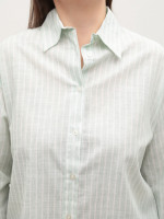 Рубашка женская зеленая в полоску тонкая 157-1