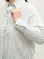 Рубашка женская зеленая в полоску тонкая 157-1