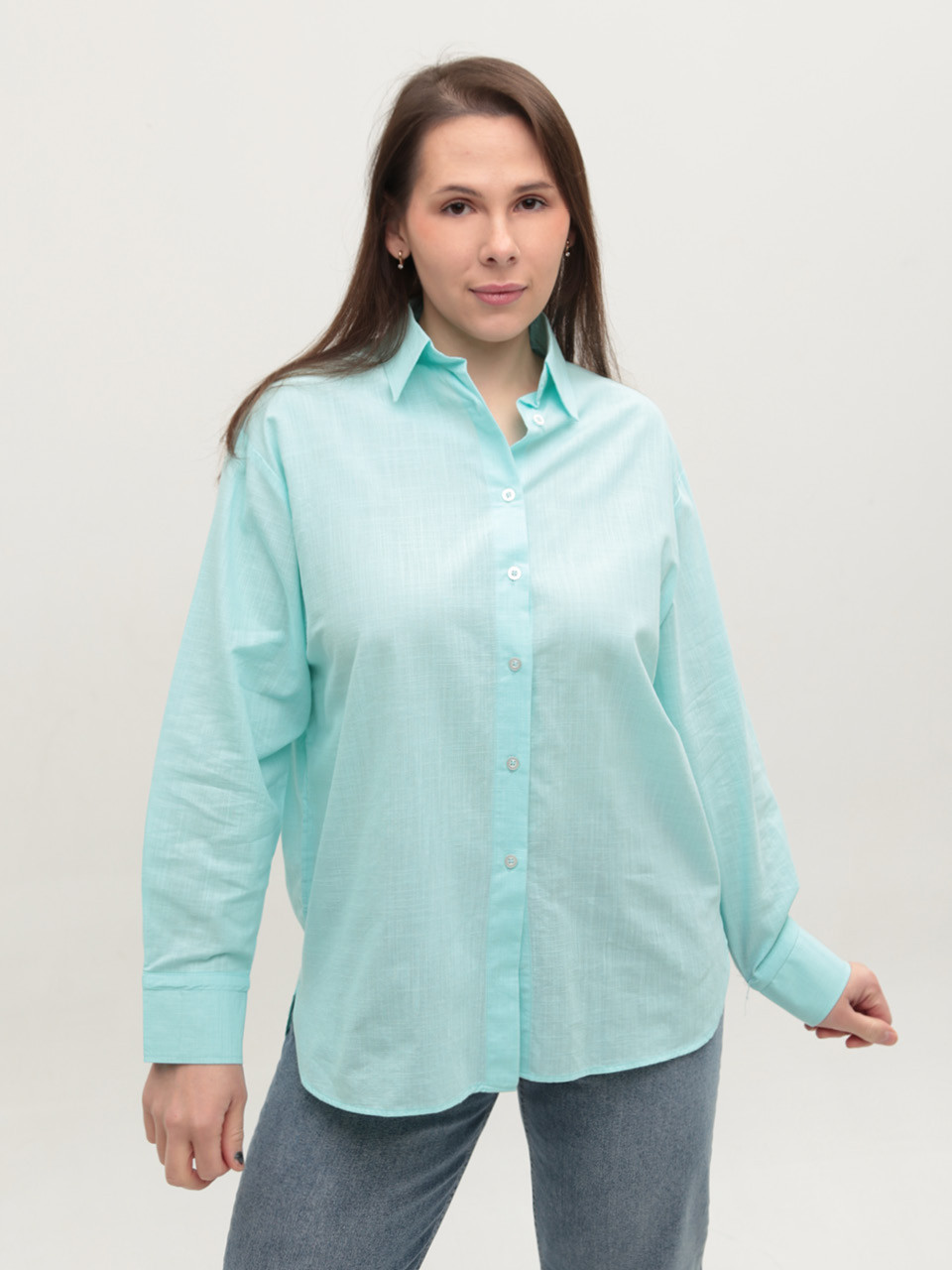 Рубашка женская ментоловая тонкая 155-1