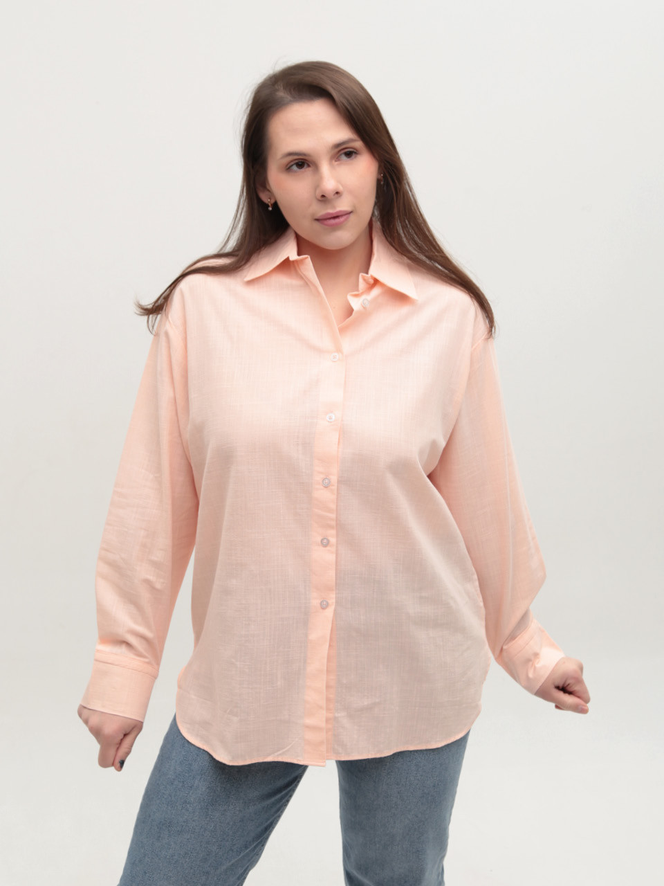 Рубашка женская персиковая тонкая 155-2