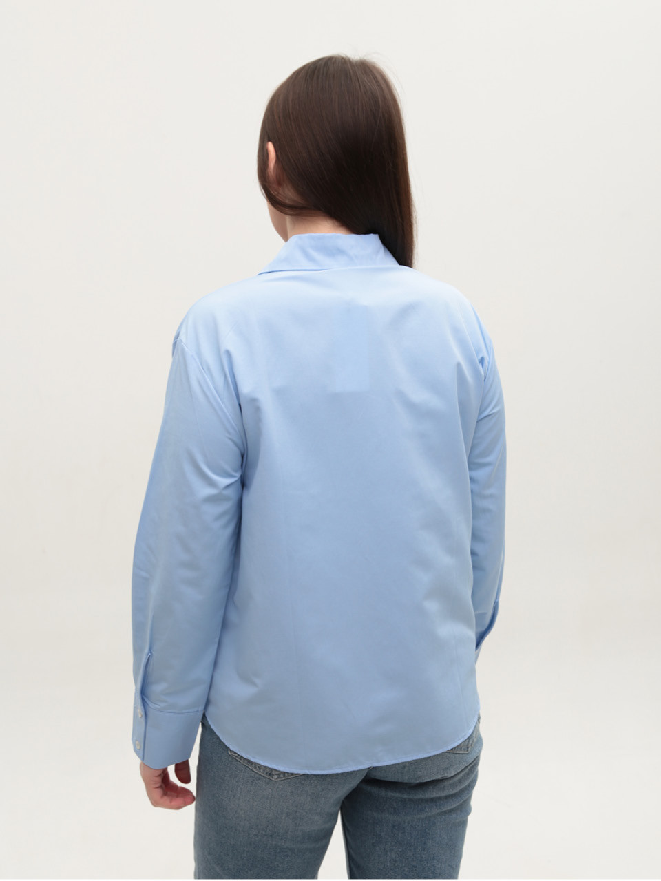 Рубашка женская голубая классическая прямая 150-3