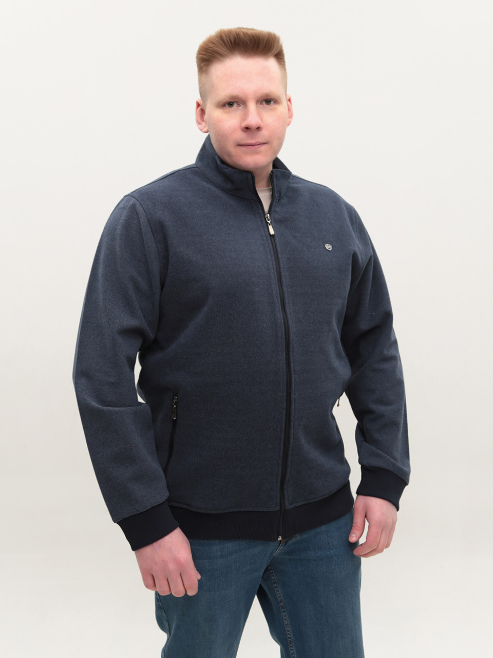 Кофта чоловіча темно-синя на блискавці 500-B-2