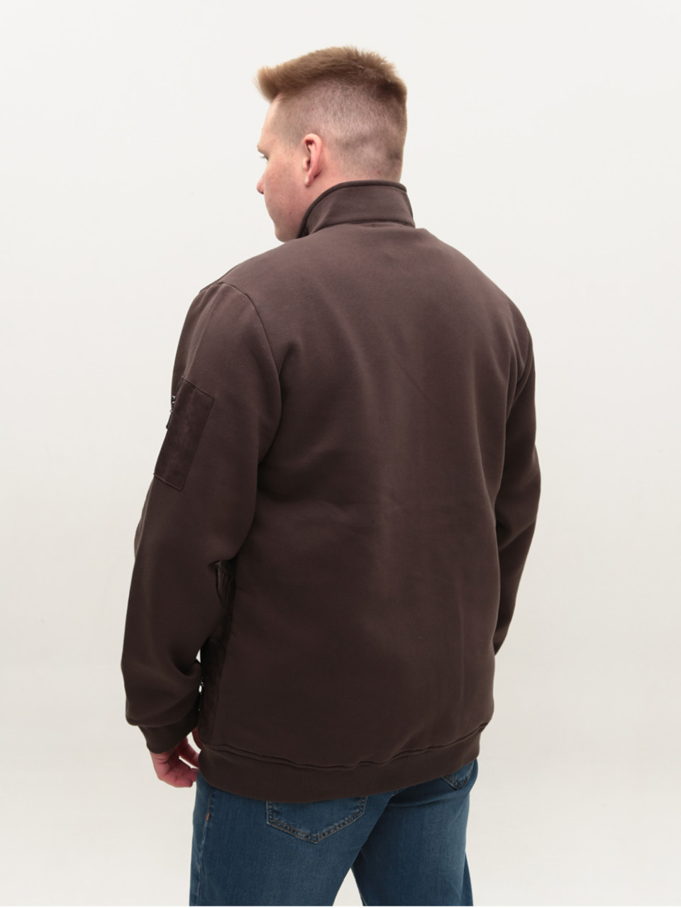 Кофта чоловіча коричнева на блискавці на флісі 106-B-3