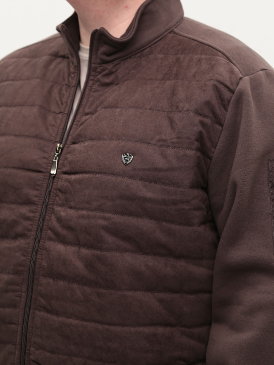 Кофта чоловіча коричнева на блискавці на флісі 106-B-3