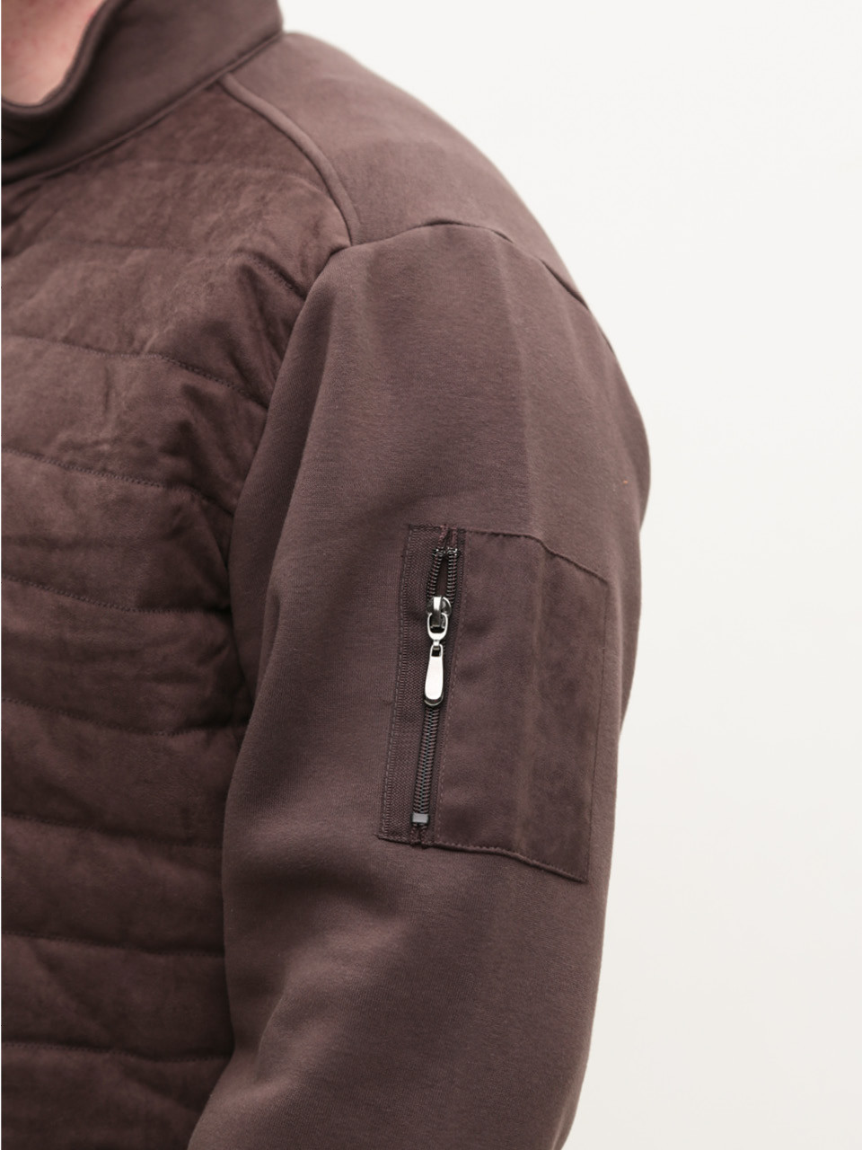 Кофта чоловіча коричнева на блискавці на флісі 106-B-3