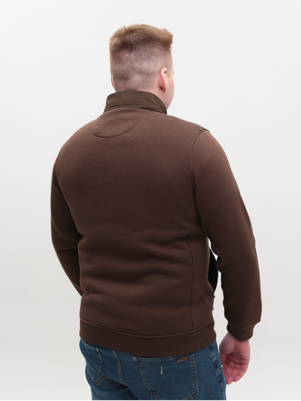 Кофта мужская коричневая на молнии на флисе 401-3
