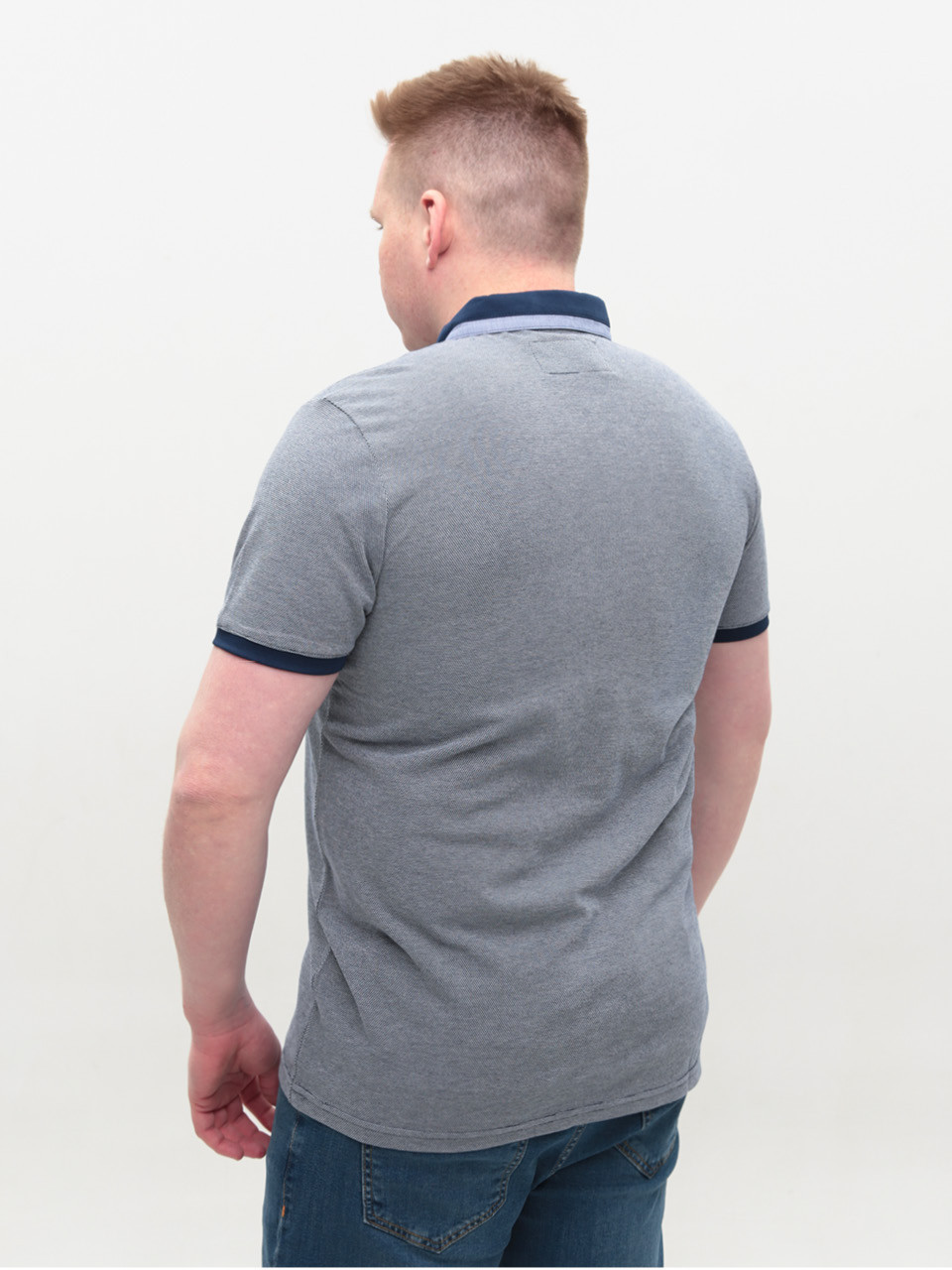 Поло чоловіче синє короткий тонкий рукав 9217-1