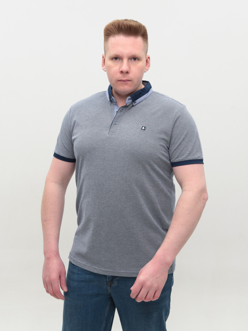 Поло чоловіче синє короткий тонкий рукав 9217-1