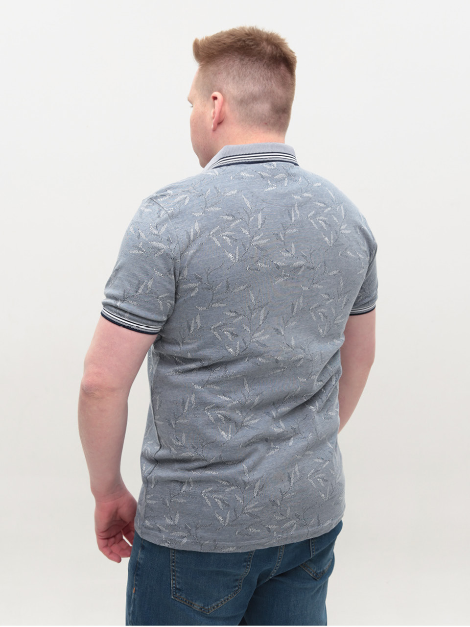 Поло чоловіче синє короткий рукав з принтом 9437-2