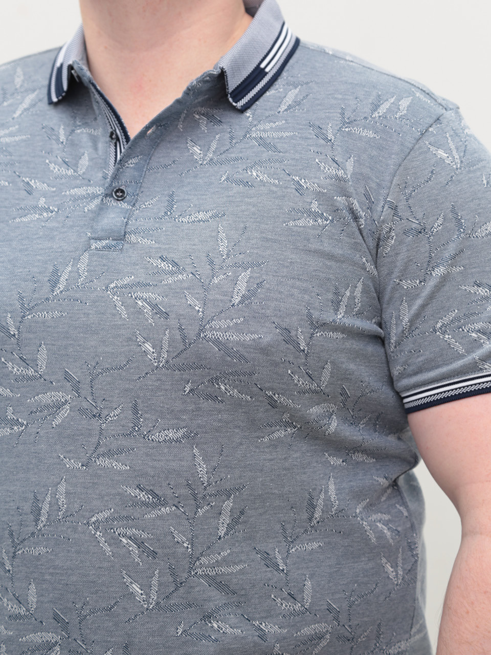 Поло чоловіче синє короткий рукав з принтом 9437-2