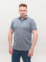 Поло чоловіче синє короткий рукав з принтом 9437-2