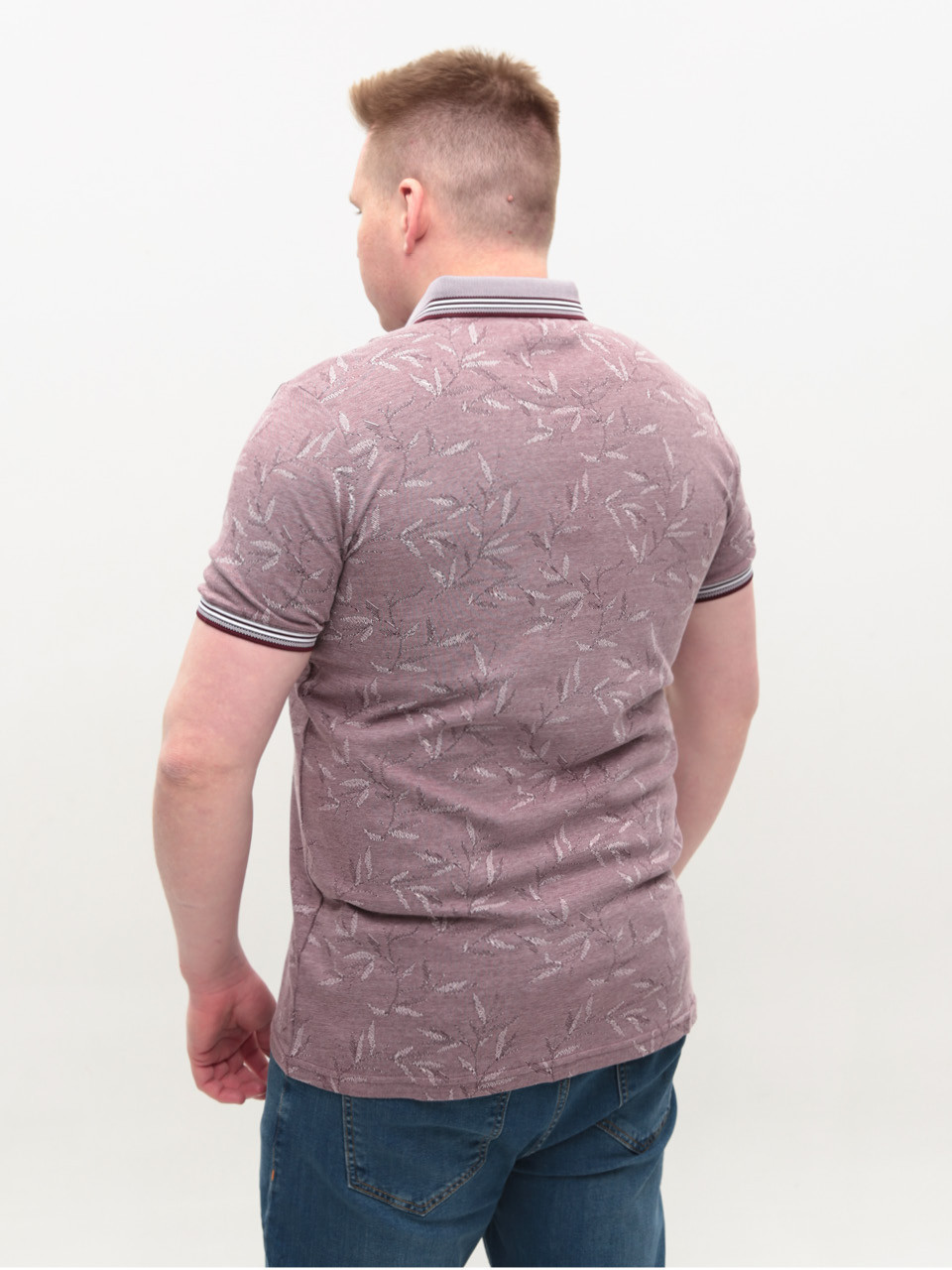 Поло мужское красное короткий рукав с принтом 9437-9