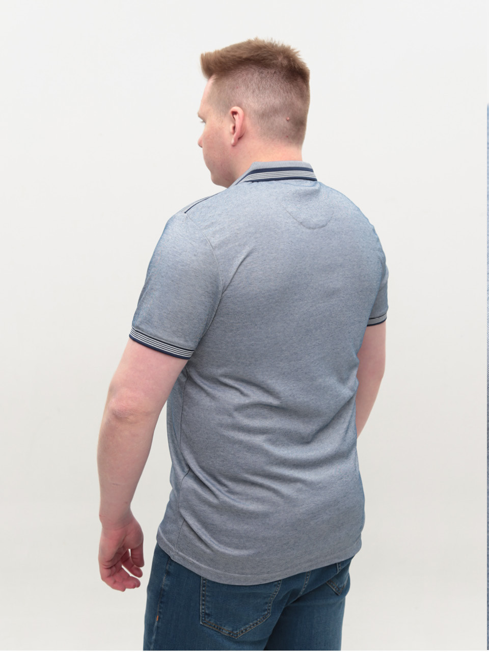 Поло чоловіче синє короткий тонкий рукав 9607-2