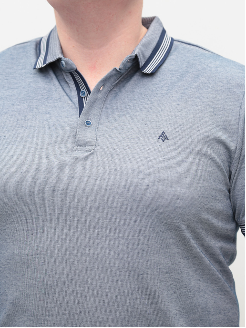 Поло чоловіче синє короткий тонкий рукав 9607-2