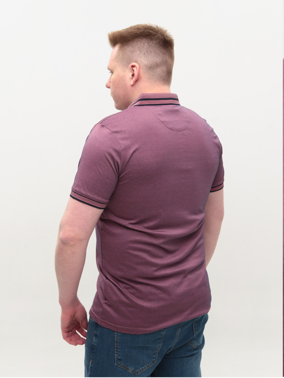 Поло чоловіче рожеве короткий тонкий рукав 9607-10