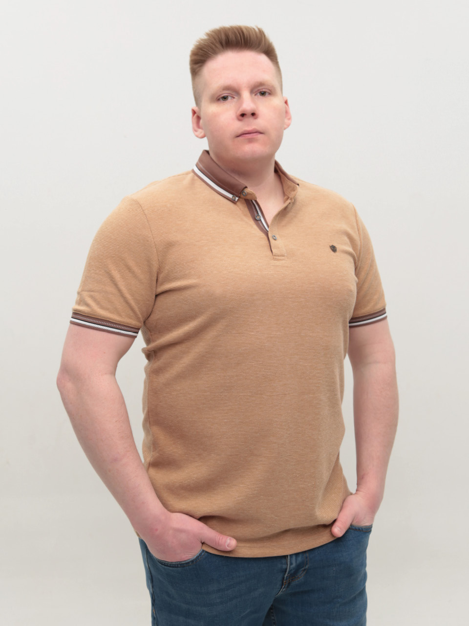 Поло чоловіче бежеве короткий рукав 9624-7