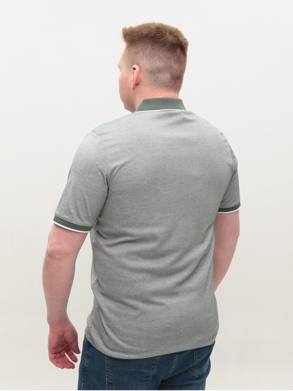 Поло мужское зеленое тонкое короткий рукав 9801-5