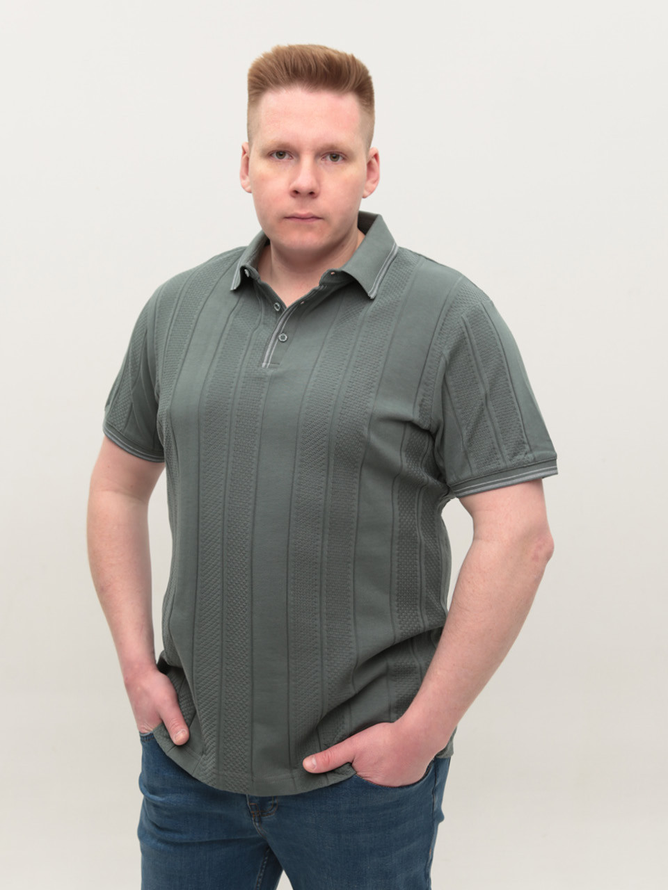 Поло мужское зеленое короткий рукав 9811-5